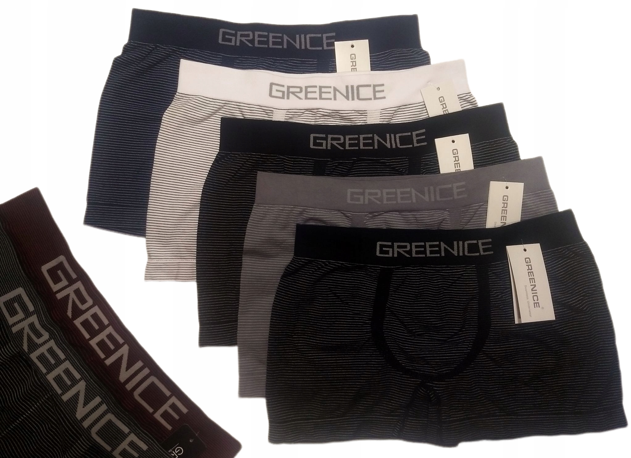 6x Bokserki męskie Bezszwowe Greenice majtki czarne 2XL-3XL