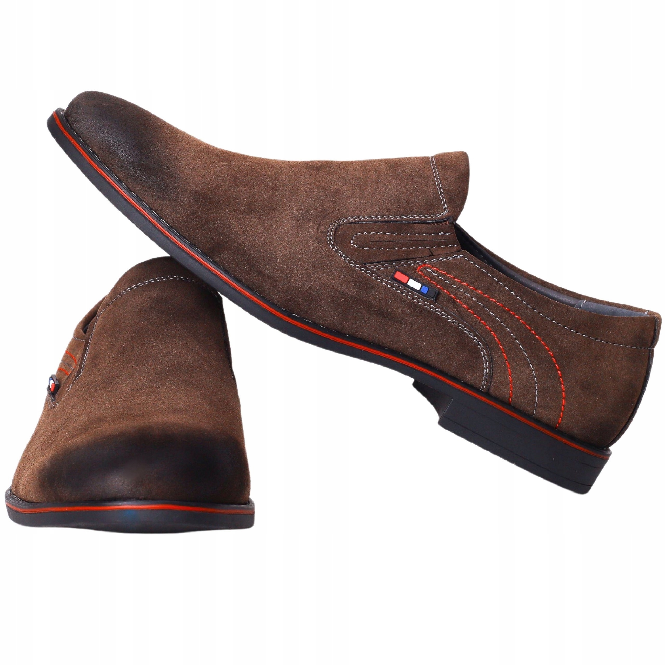 BUTY MĘSKIE PÓŁBUTY ELEGANCKIE PANTOFLE WSUWANE WIZYTOWE BRĄZ