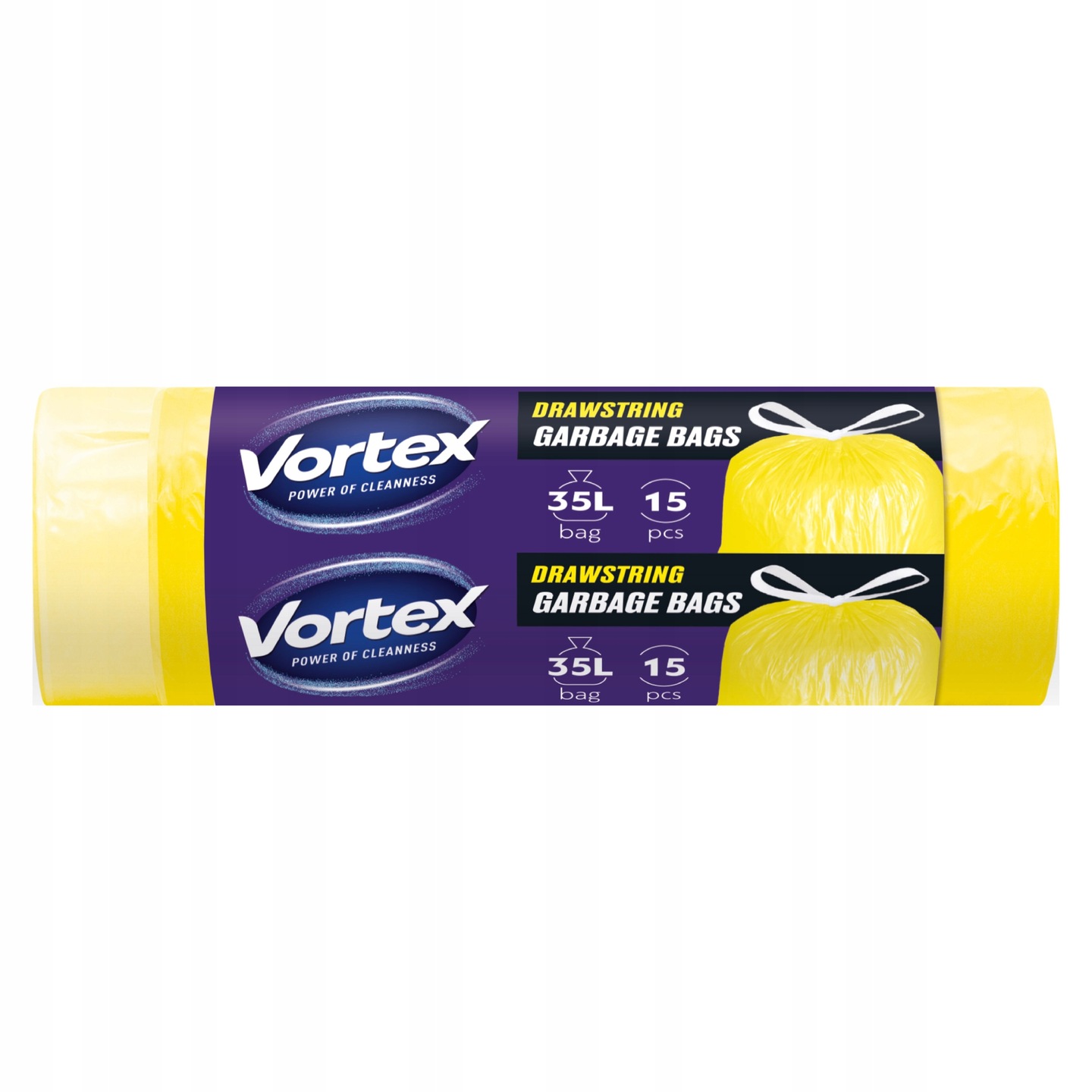 Levně Vortex pytle na odpadky Hdpe 35L15ks žluté s páskou (20 × 15 ks) 300ks