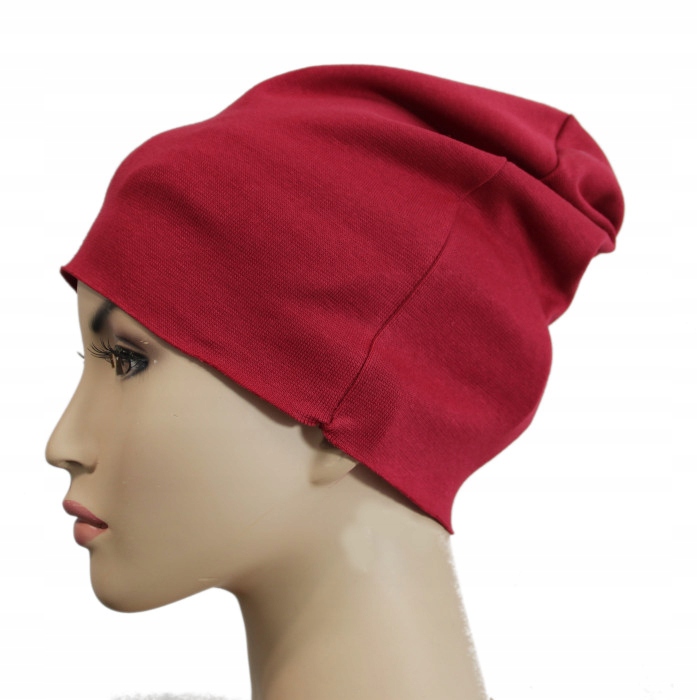 CZAPKA BEANIE bawełna uniwersalna BORDO