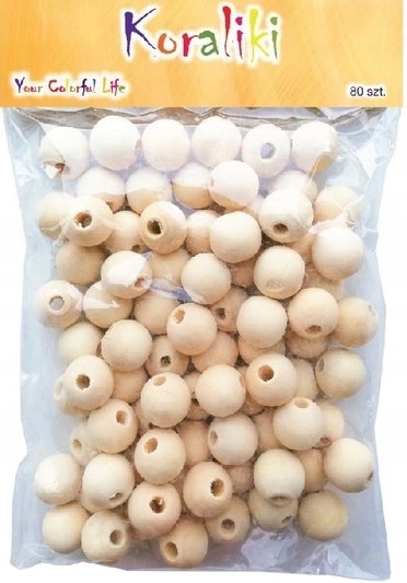 koraliki drewniane naturalne 14mm  80szt.  | PJ-3549 — 5