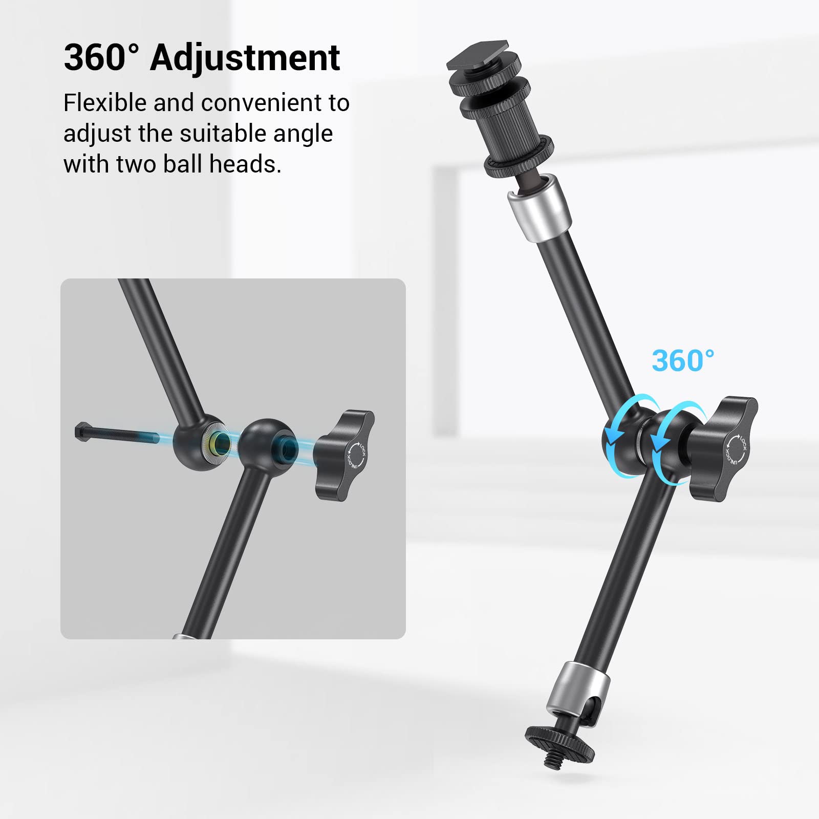 SMALLRIG Super Clamp i Magic Arm 11 cali do Monitora LED Mikrofonu — miniatura 4