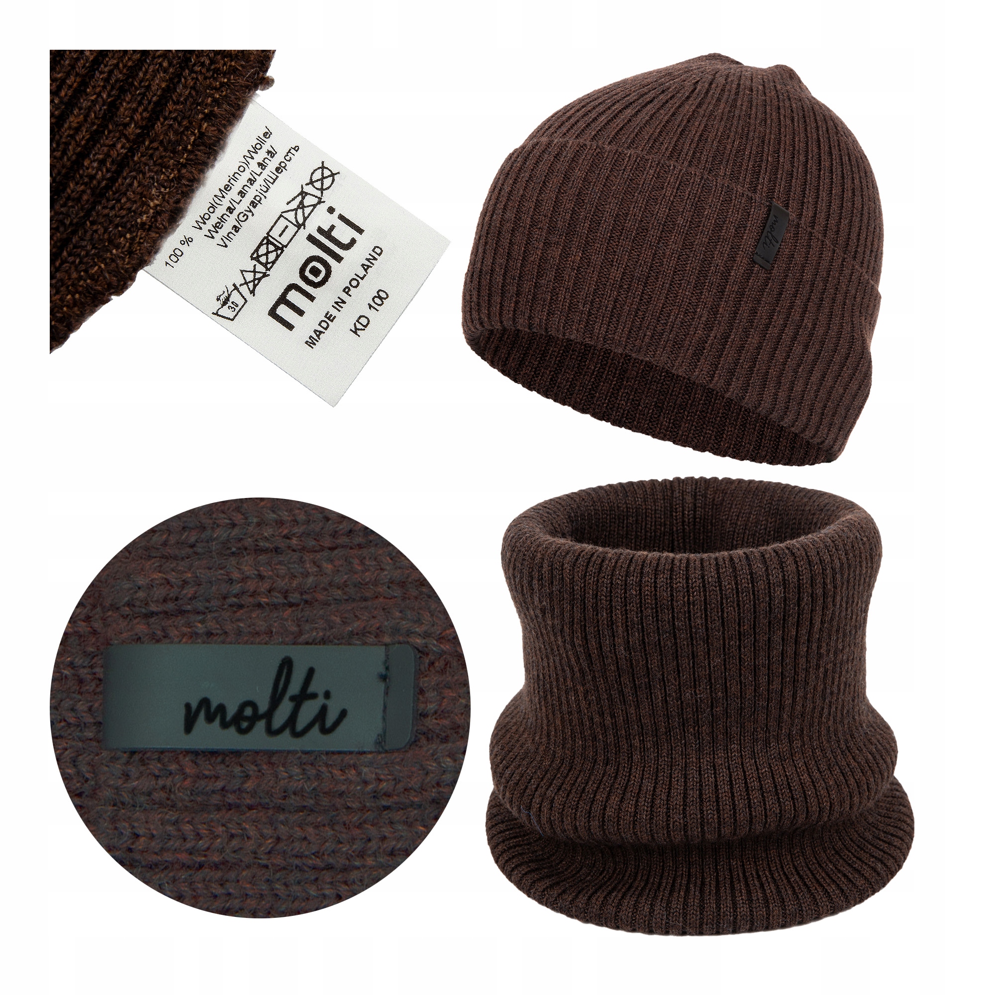 Set pánské zimní čepice nákrčník teplé šály z Merino Vlny 55-60