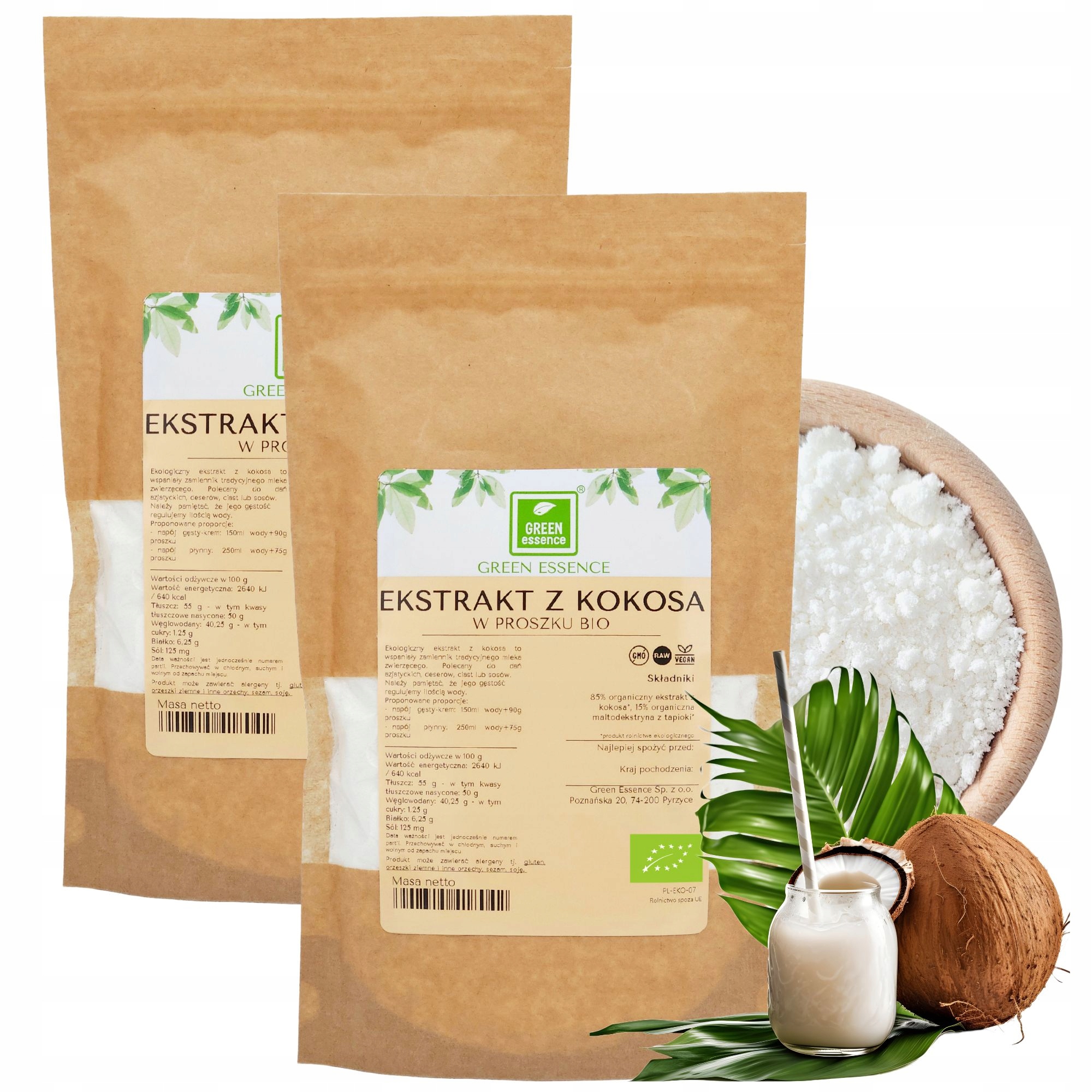 Kokosový nápoj Bio 500 g Mléko Kokosové mléko s kokosem 2 x 250 g Set