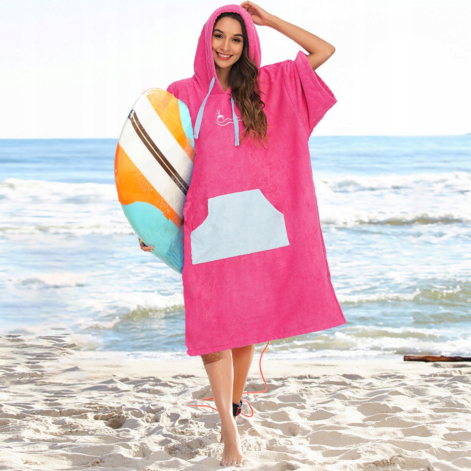 Surf Ponczo Zmień Robe Pianka Ręcznik z Kolor dominujący pomarańcze i czerwienie
