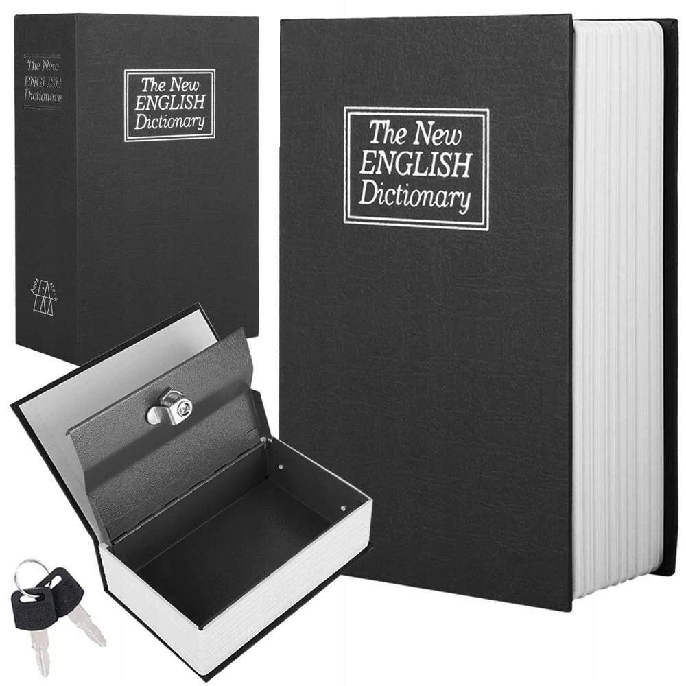 SEJF KASETKA KSIĄŻKA NA PIENIĄDZE METALOWA + KLUCZ