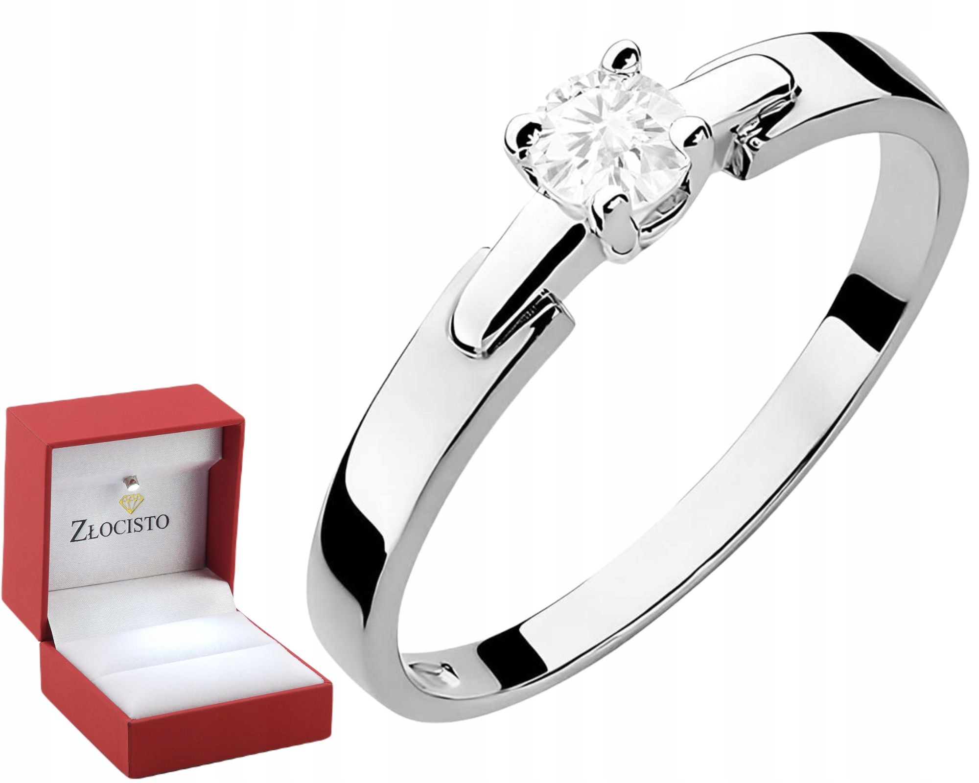 Bílé Zlato Prstýnek S Laboratorním Briliantem Gravírování 585 Dárek