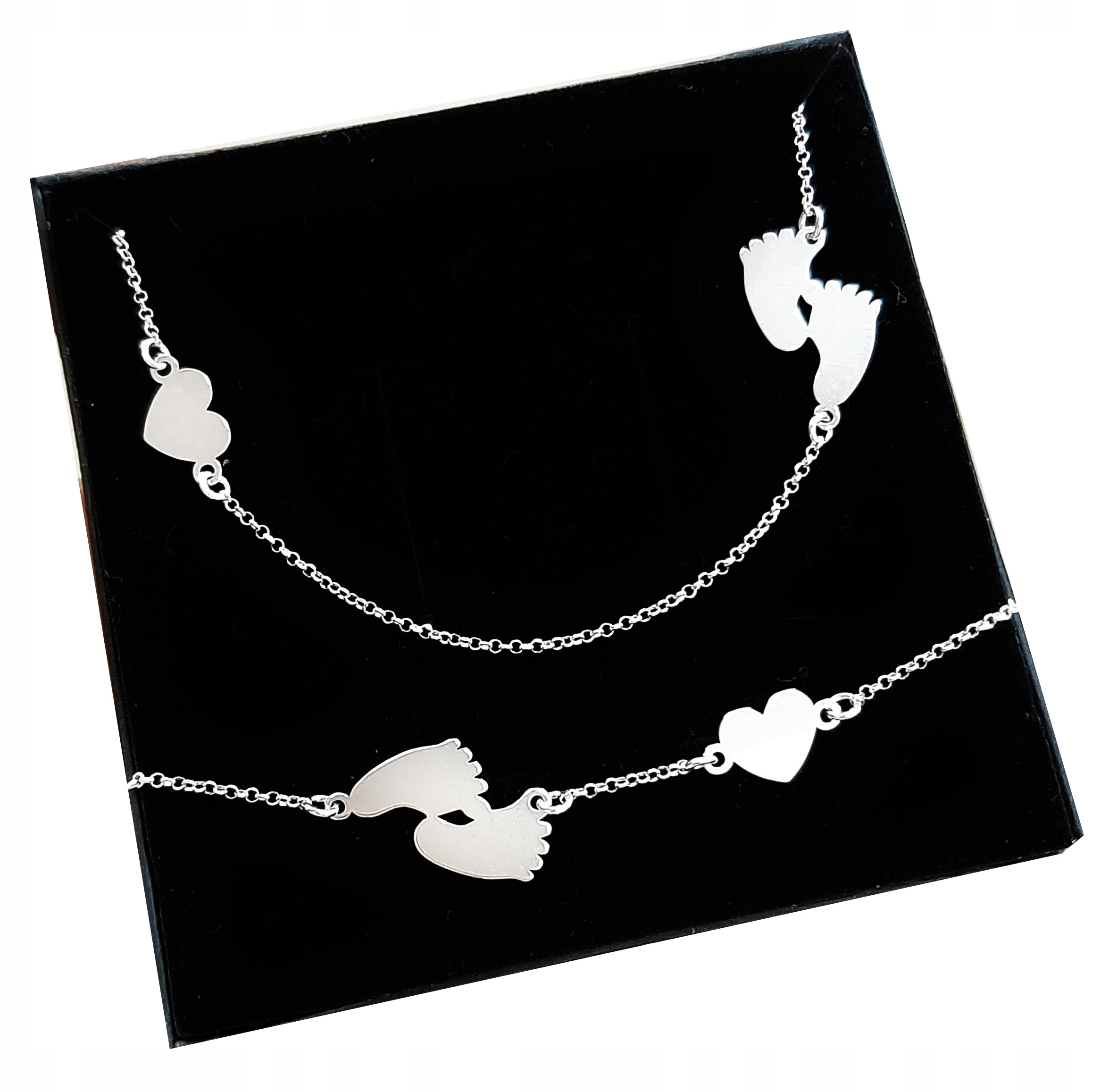 

Srebrny komplet Stópki Serce Grawer Srebro 925