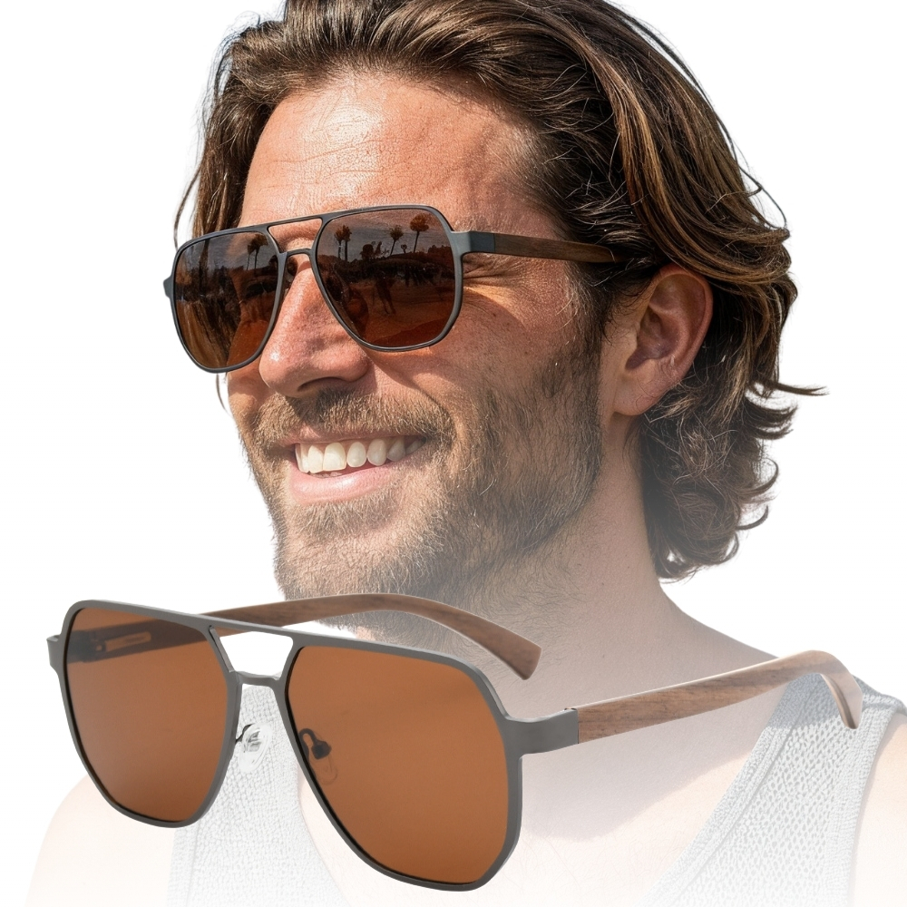 Okulary przeciwsłoneczne Gepetto Zenit Brown z polaryzacją, UV400 i etui