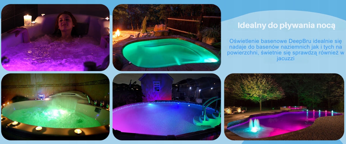 Lampka basenowa led RGB na akumulator do jacuzzi magnetyczna pilot IP68 Informacje o bezpieczeństwie CE