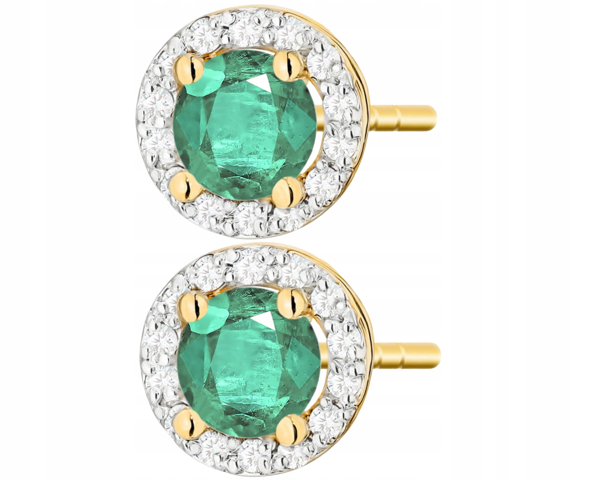 Zlaté Náušnice Se Smaragdem A Diamanty, Zlato 585