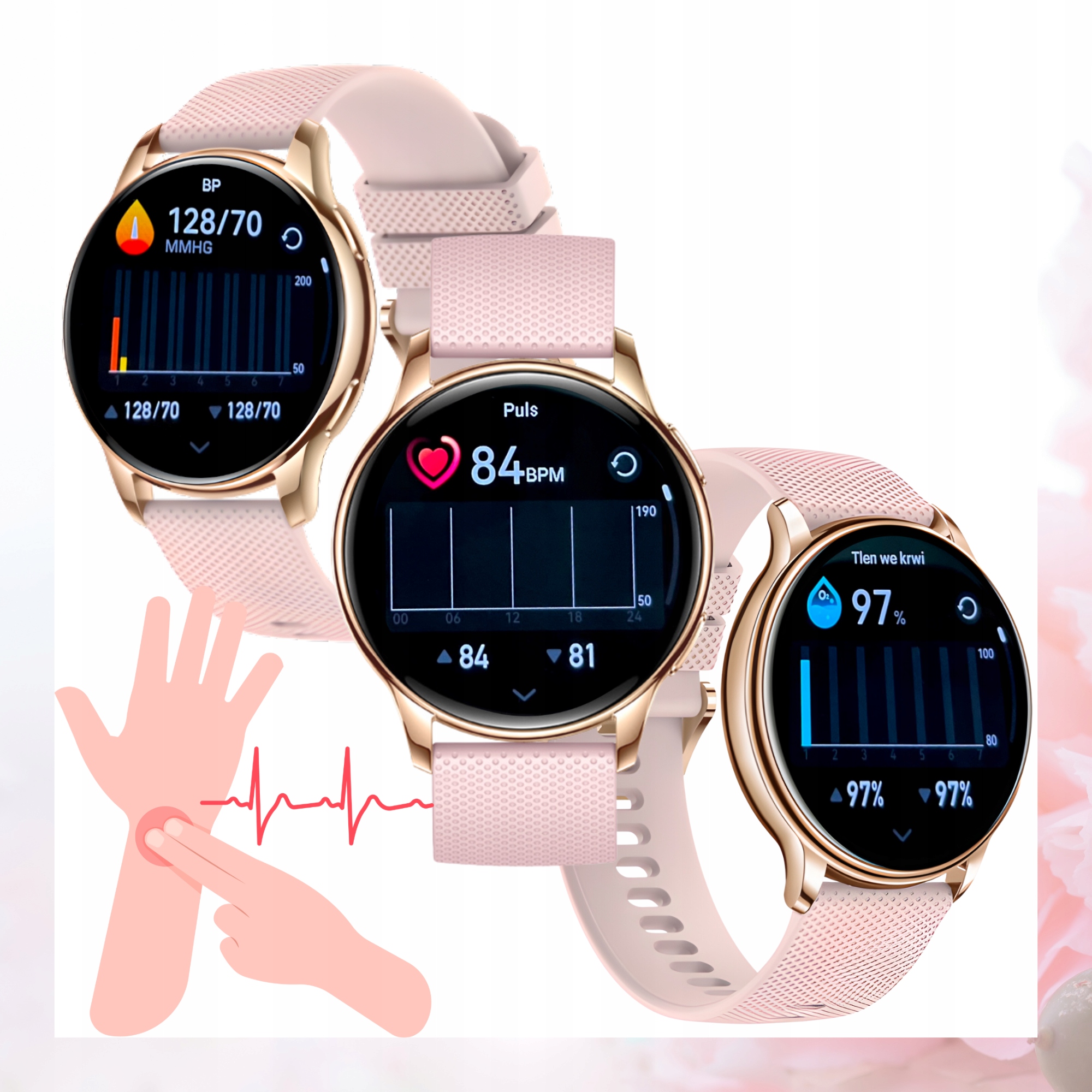 SMARTWATCH DAMSKI ZEGAREK OKRĄGŁY Z FUNKCJA DZWONIENIA WYMIENNYMI PASKAMI Kompatybilność systemowa Android iOS