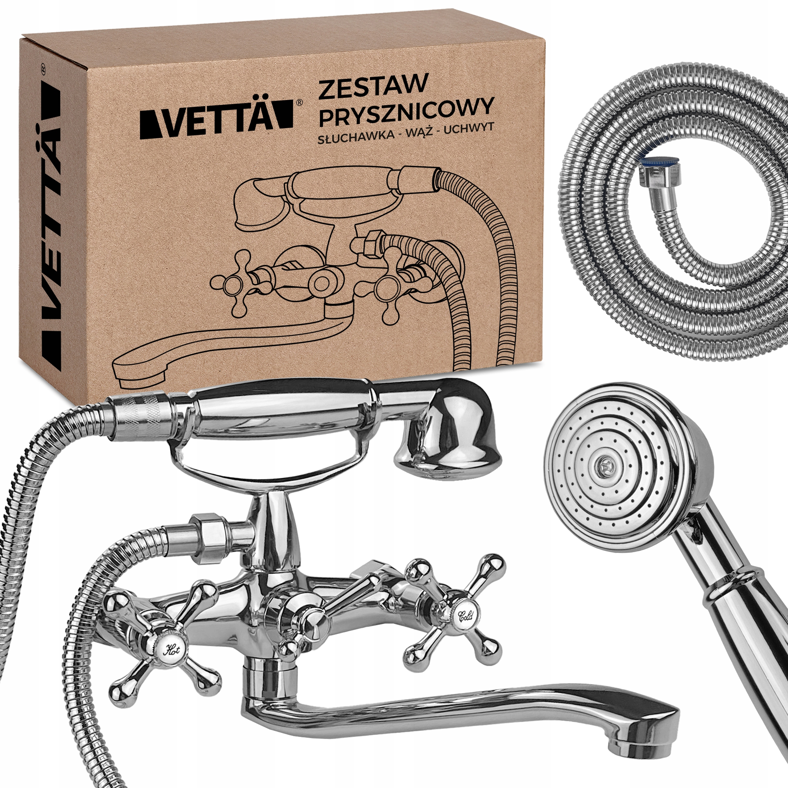 Vanový Set nástěnný s Retro sprchou tryska baterie sprchová hlavice hadice