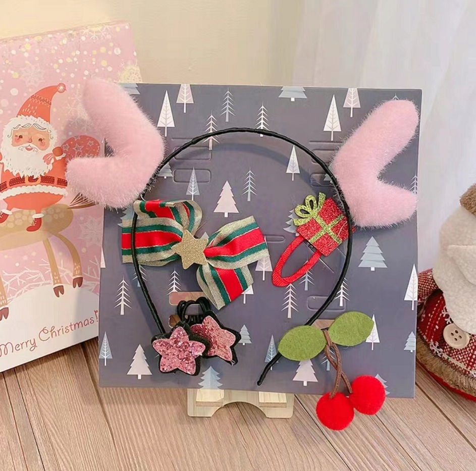 Świąteczna z Opaska Renifera+spinka+GUMKA 6komplet Marka inna