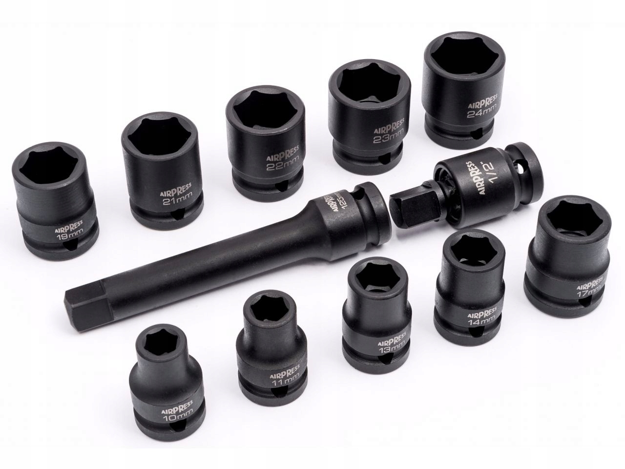 zestaw 10 nasadek udarowych 1/2" (10-24 mm) Marka Airpress