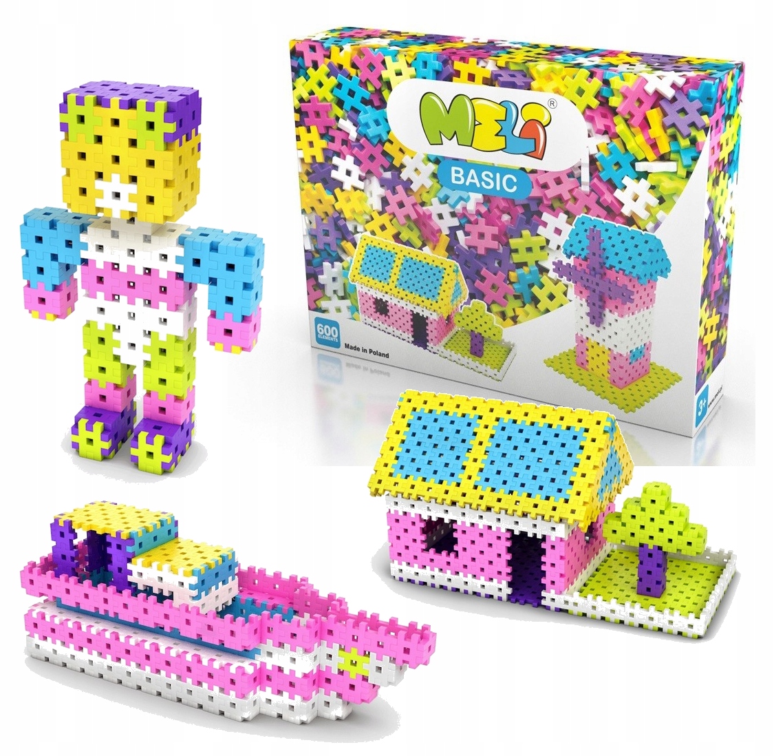 Mini Wafle Klocki Meli Basic 600 El. Pink 50030