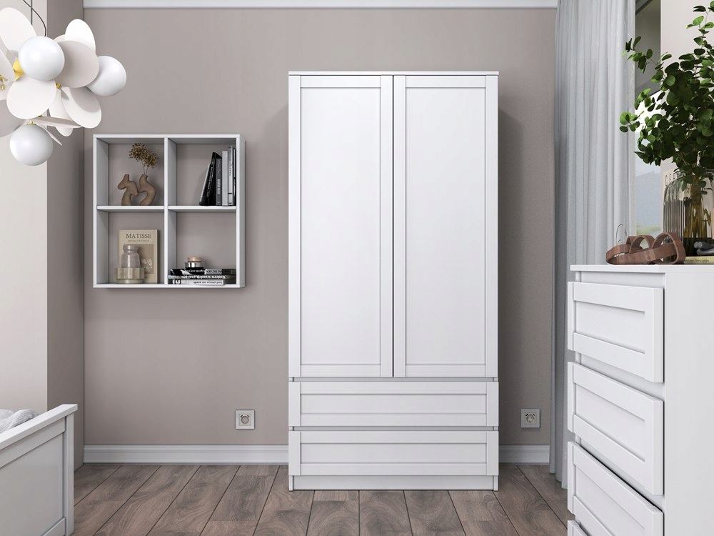 SZAFA PAFOS 90 CM FREZOWANE FRONTY Z RAMKAMI BIURO SYPIALNIA BIAŁY MAT Marka TopEshop