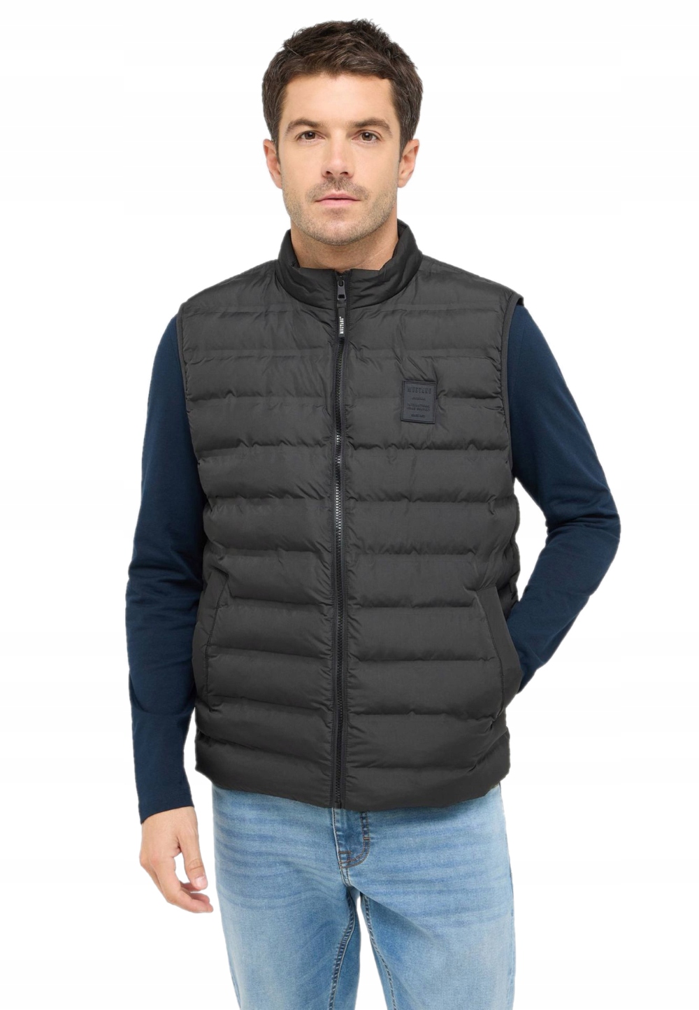 Mustang černá pánská prošívaná péřová vesta bunda bez rukávů L