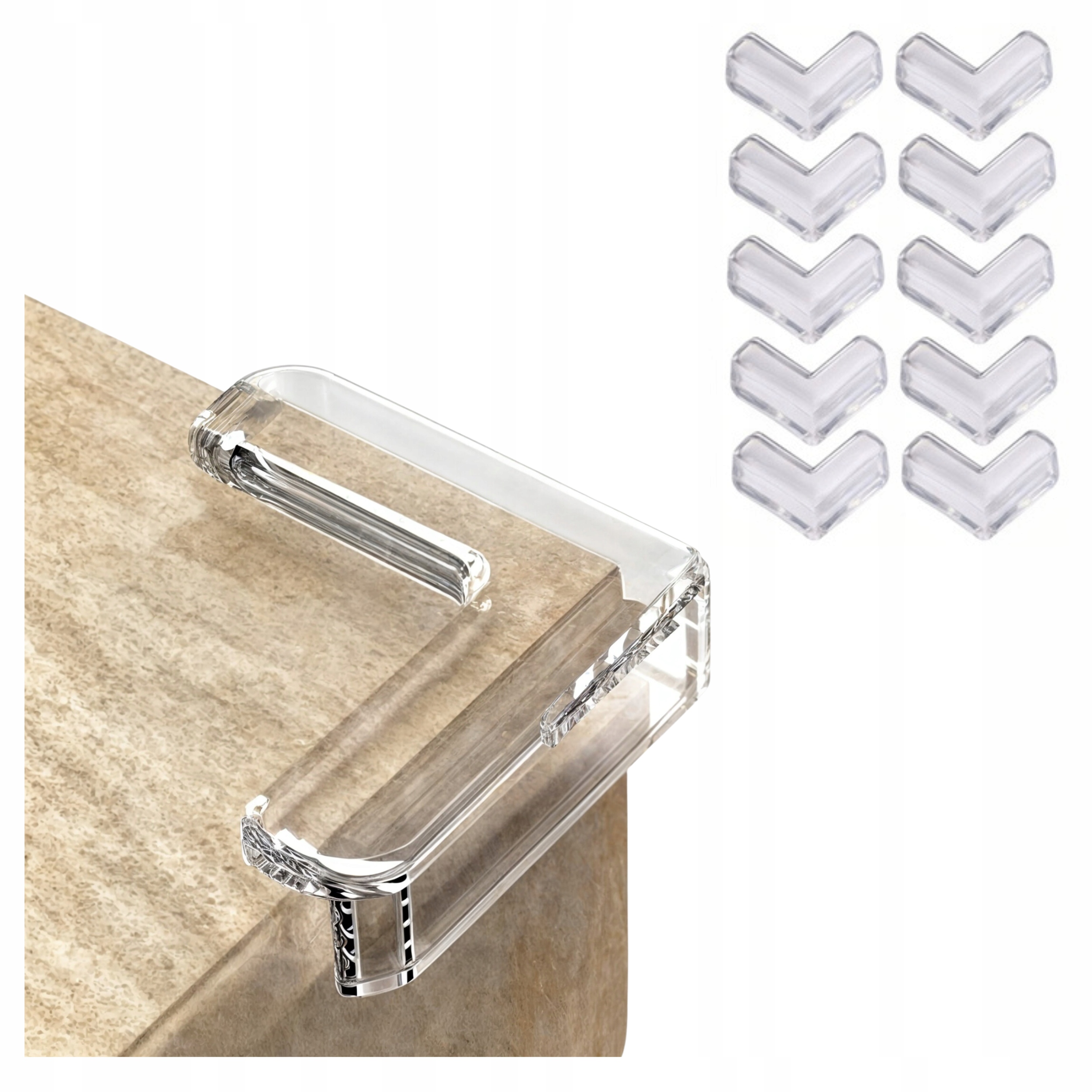 ZABEZPIECZENIE NA ROGI STOŁU MEBLI BEZBARWNE MOCNY KLEJ 10SZT 4*4*1.5CM