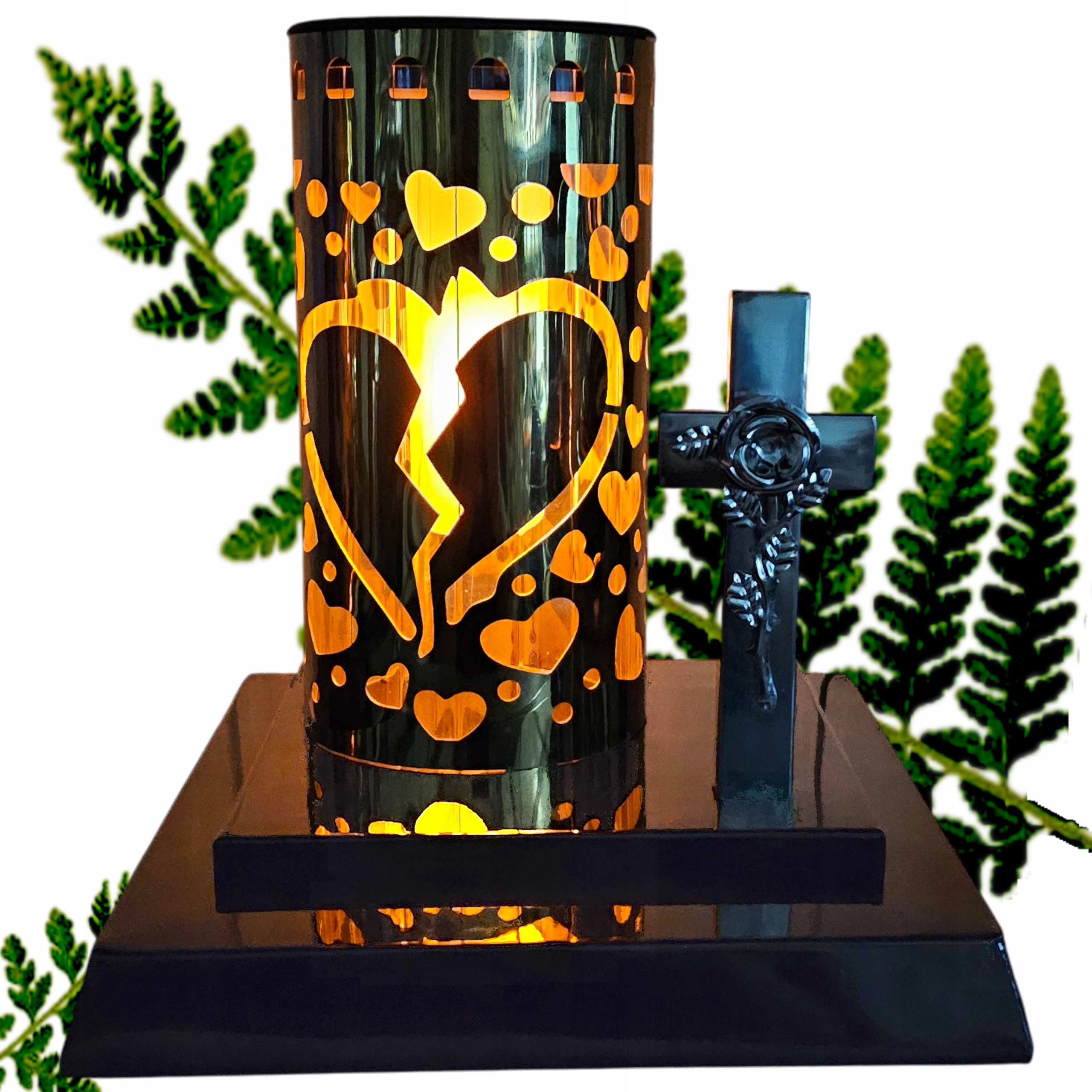 Prémiová solární Led Hřbitovní Svíčka Nerezová Ocel ve zlaté barvě RT25116