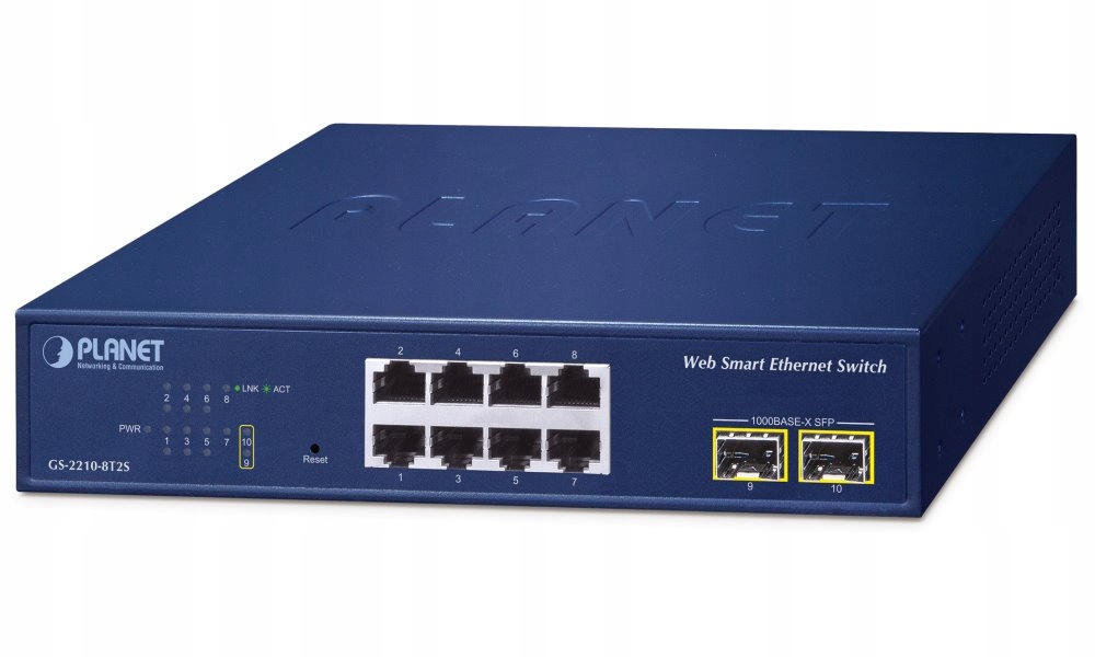 Planet GS-2210-8T2S WEBsmart L2 switch, 8x1Gb, 2x1Gb Sfp, QoS
