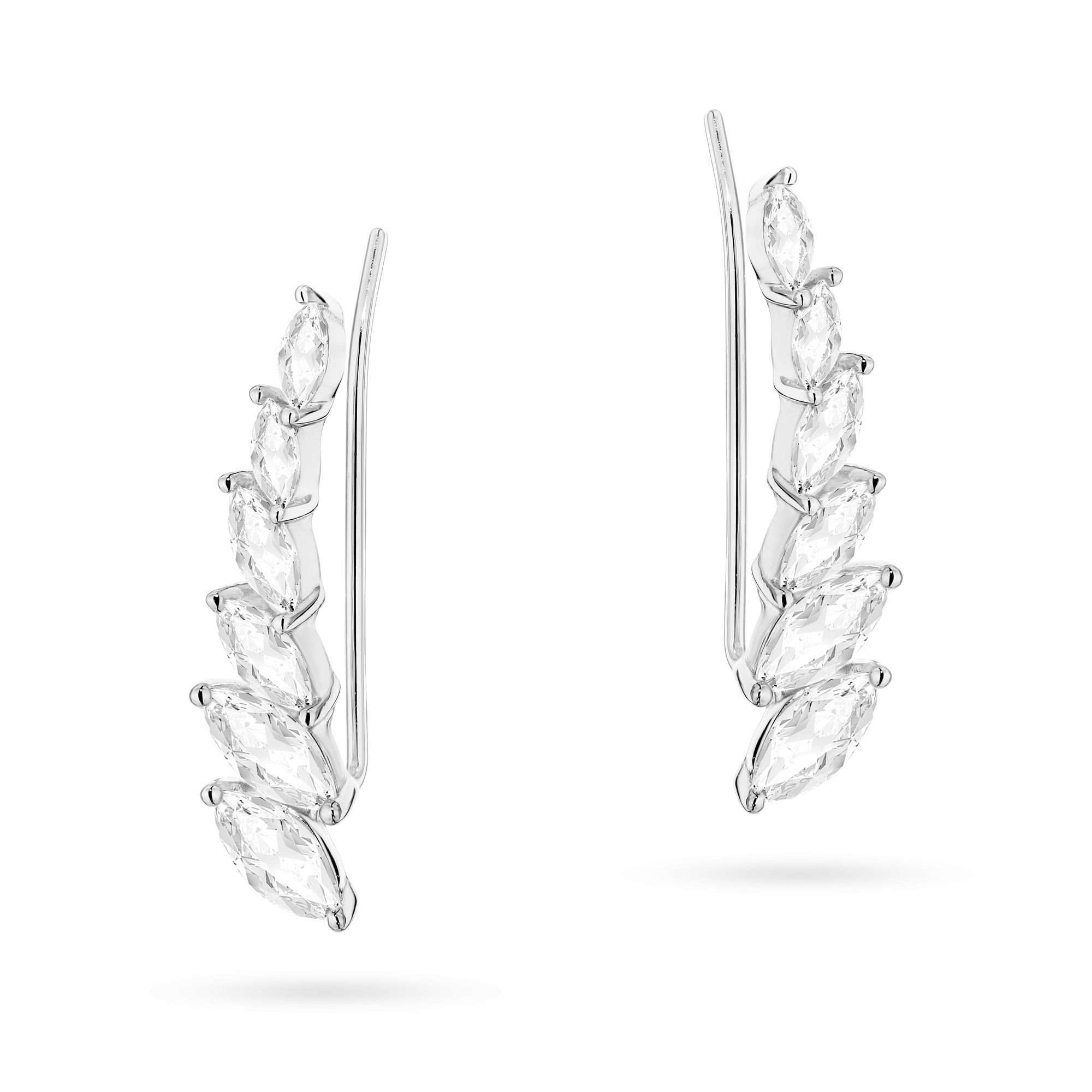 Dámské Náušnice ze stříbra ryzost 925 , spojené kapkovité Zirkony