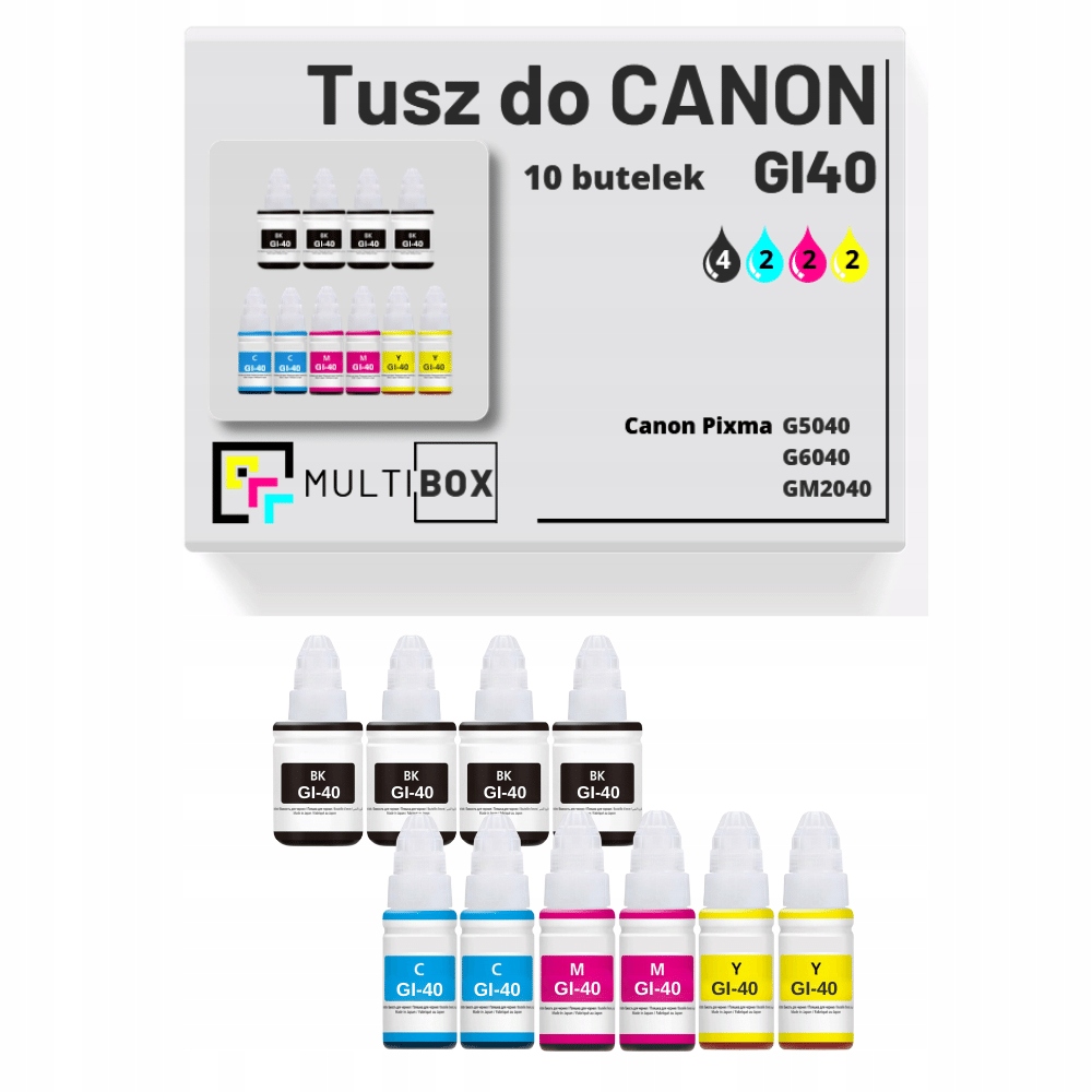 Nowy Zestaw 10x Tusz GI-40 do Canon Pixma G5040 G6040 GM2040