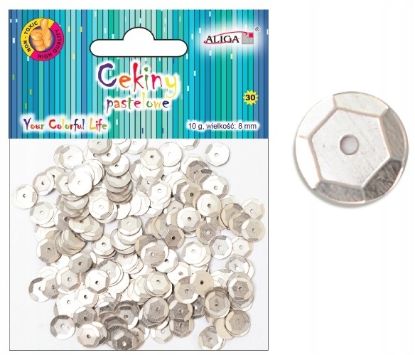 cekiny 12szt  pastelowe SREBRNE 8mm 10g | WMT-114 — 4