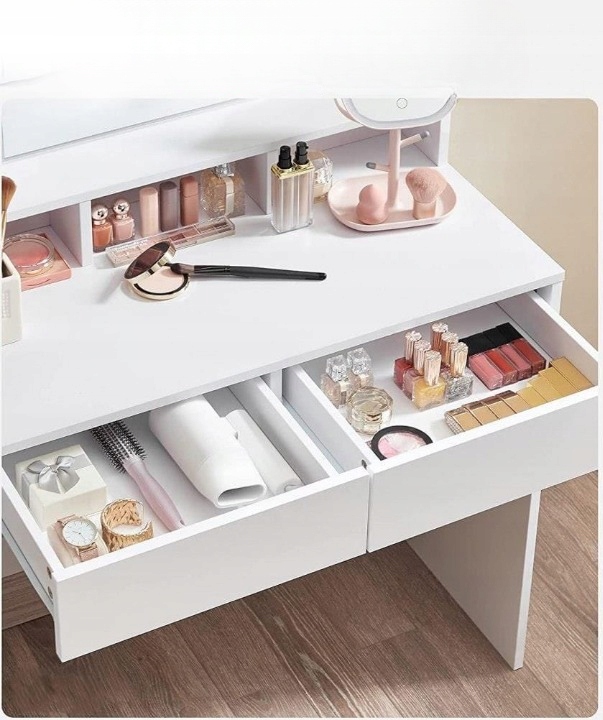 Toaletka biała z lutrem kosmetyczna 9 LED Materiał płyta MDF