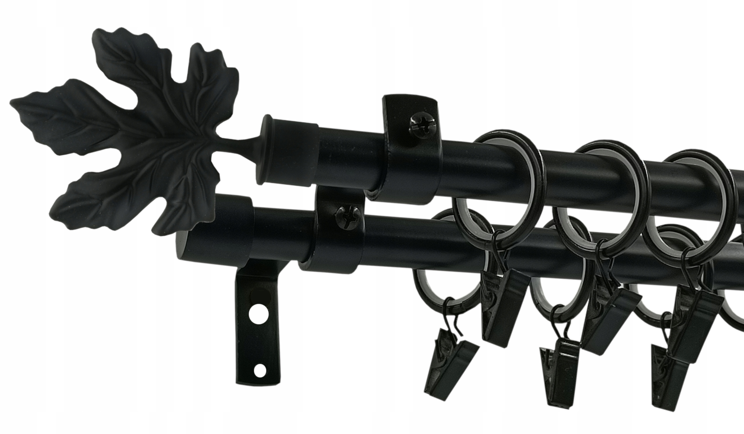 Garnýž Loft dvojitý 16+16 mm Černý 300 cm Javor