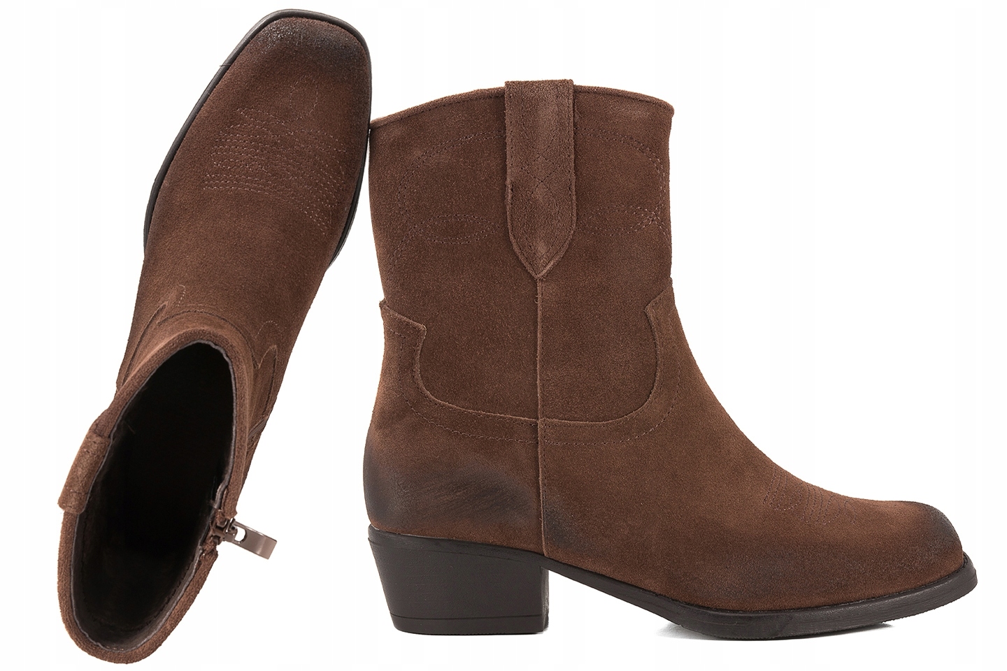 Sergio Leone BT284-S Kozačky Kotníkové Boty Kovbojské Boty Na Podpatku Semišová Kůže 39