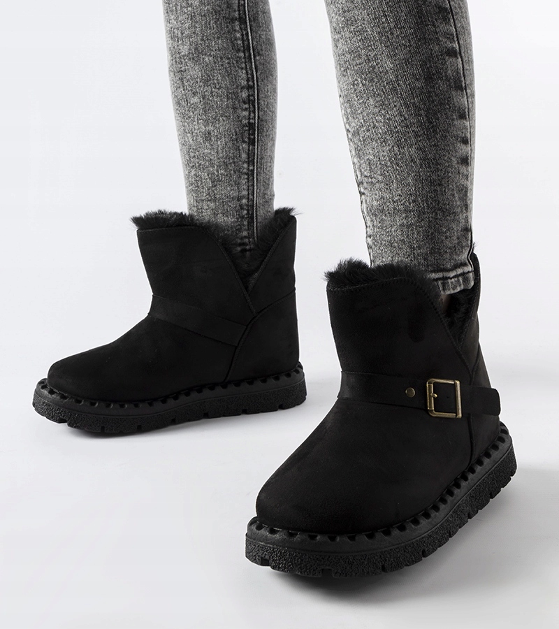 Hers Czarne ocieplane śniegowce z wycięciem r. 38 Oryginalne opakowanie producenta pudełko