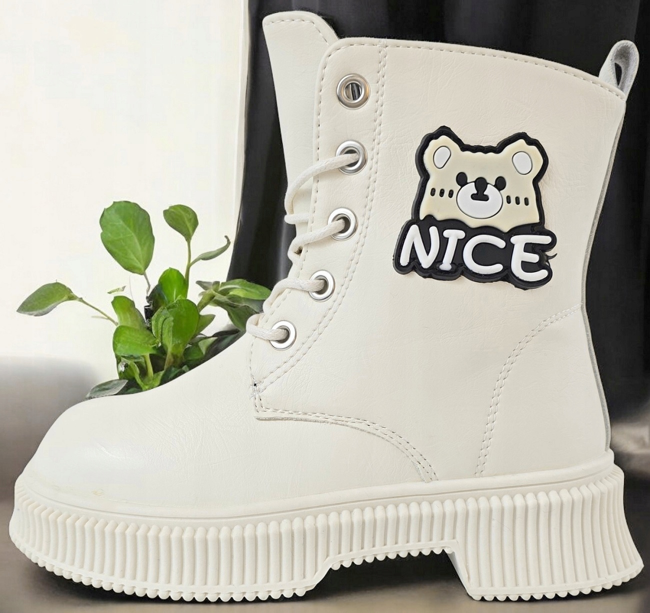 Sznurowane Trepy Kozaczki na Zamek Modne Śniegowce z Futerkiem Botki *31* Płeć dziewczynki