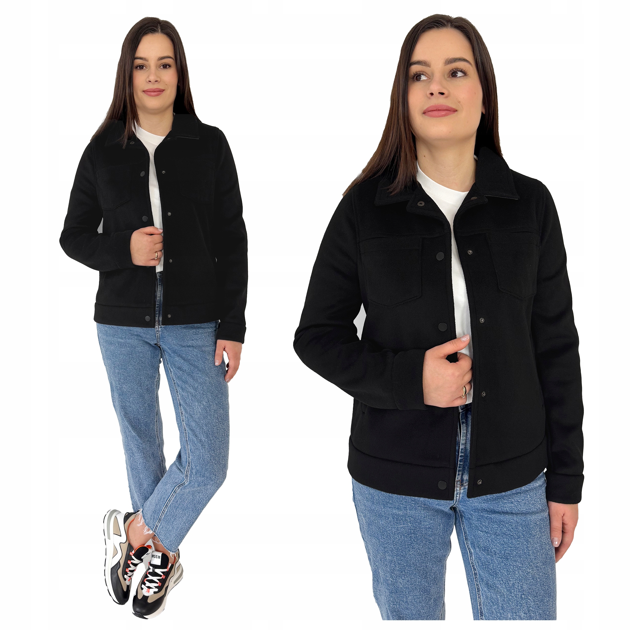 Jarní polská bunda a'la katana na druky s vlnou a alpakou Černá 40