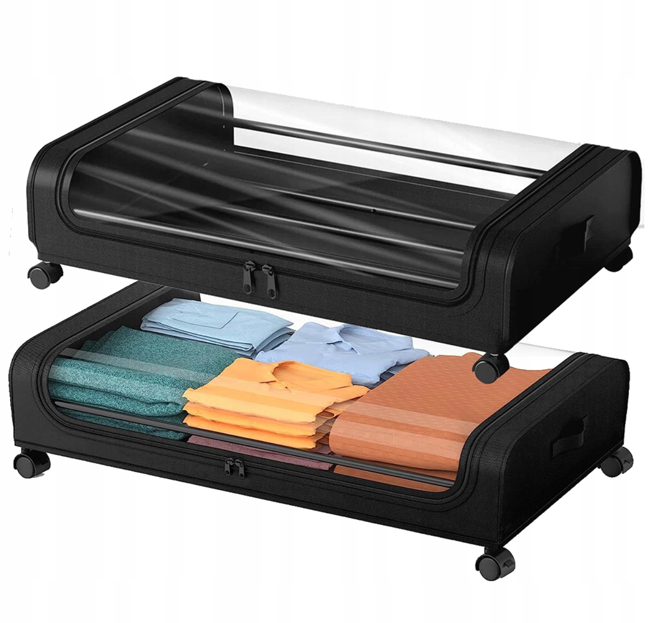 2 Organizér, Kontejner Na Kolečkách Pod Postel, Skříň, Černý