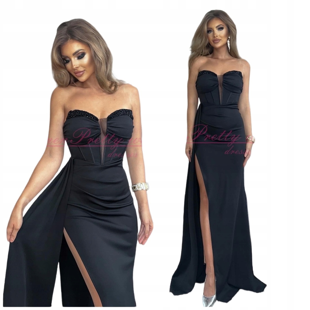 Portofino Černá Dlouhá Šaty rybka na Ples Studnička M