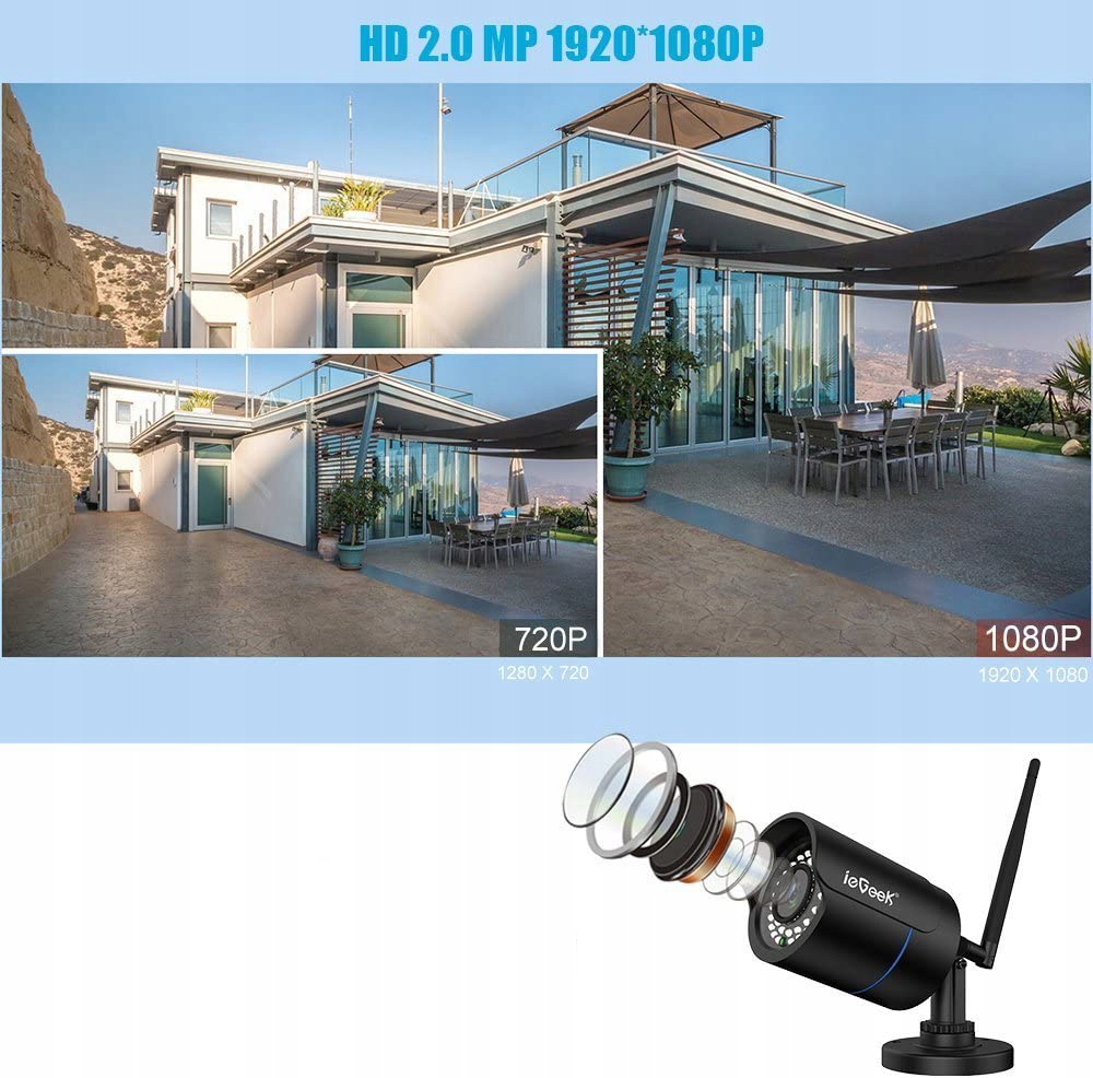 KAMERA ZEWNĘTRZNA IP WiFi Full HD 5mpx 1080p IP66 Obudowa kopułkowa (dome)