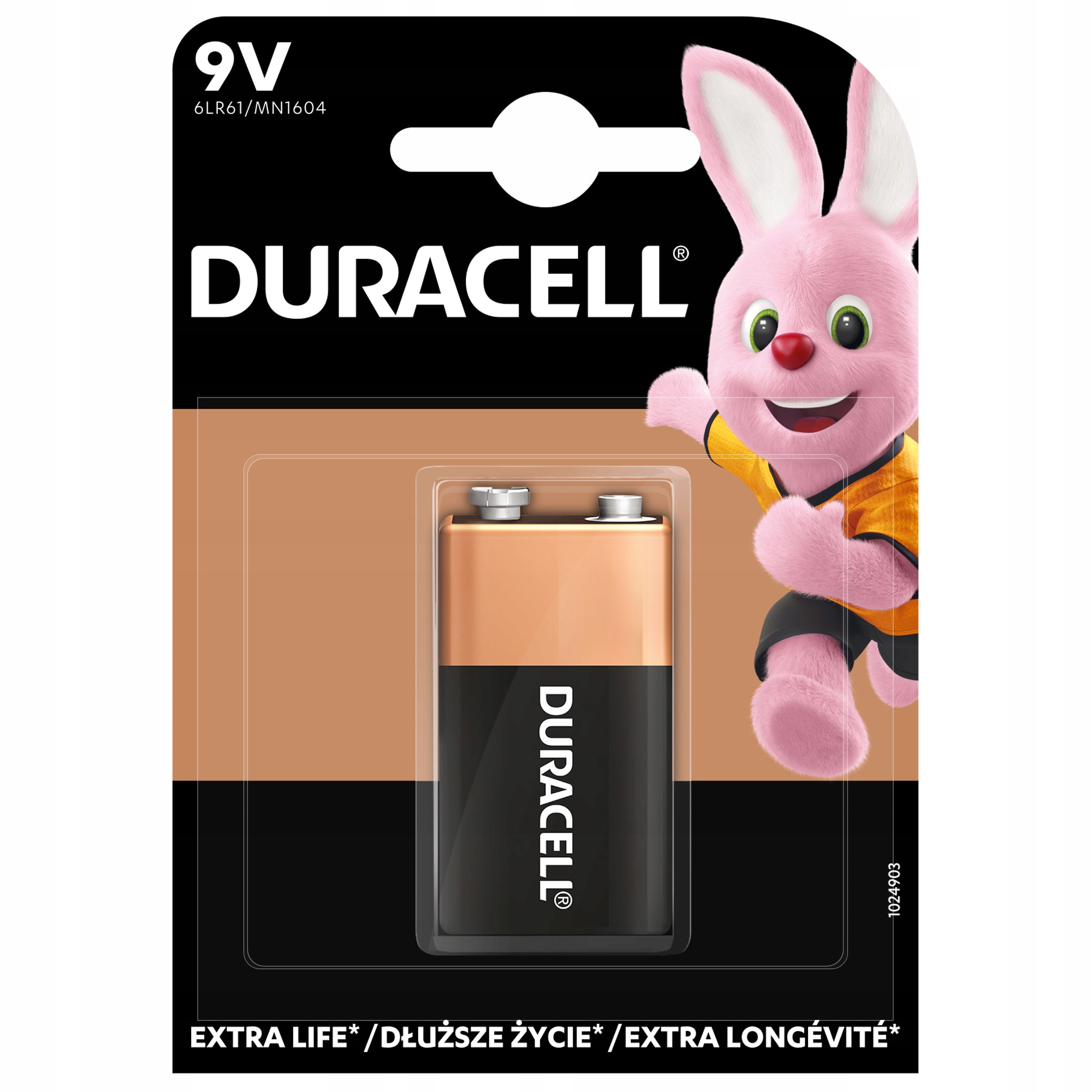 

1x Alkaliczne baterie Duracell 9V 6LR61 Basic