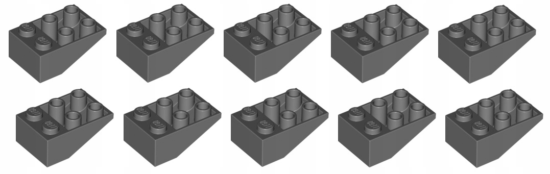 

Lego skos odwrócony 2x3 c. szary 10 szt. 3747 Nowy