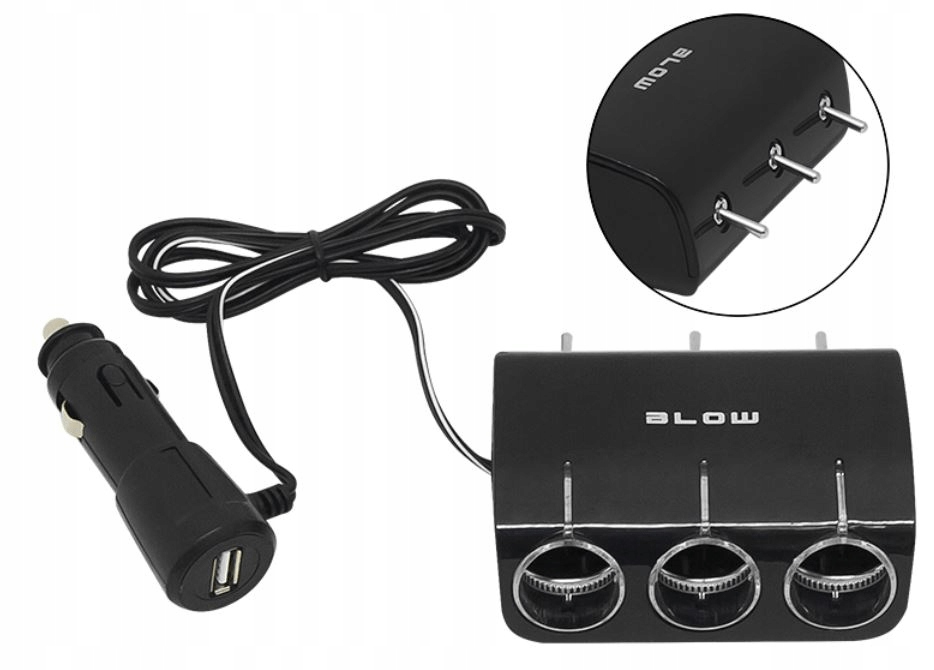 

Blow Rozgałęziacz gniazda zapalniczki x3 Usb