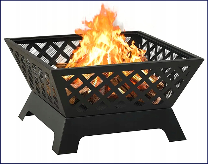 PALENISKO OGRODOWE DUŻE KWADRATOWE Z POKRYWKĄ STALOWE POGRZEBACZ SIATKA Producent Elior