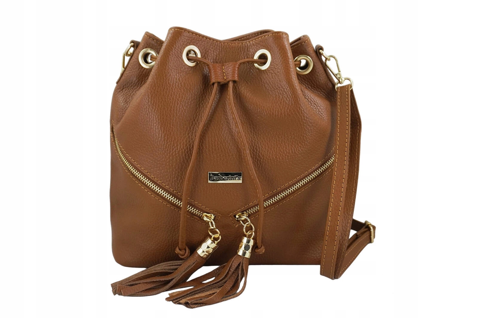 Dámská kožená kabelka s třásněmi Hnědá světlá