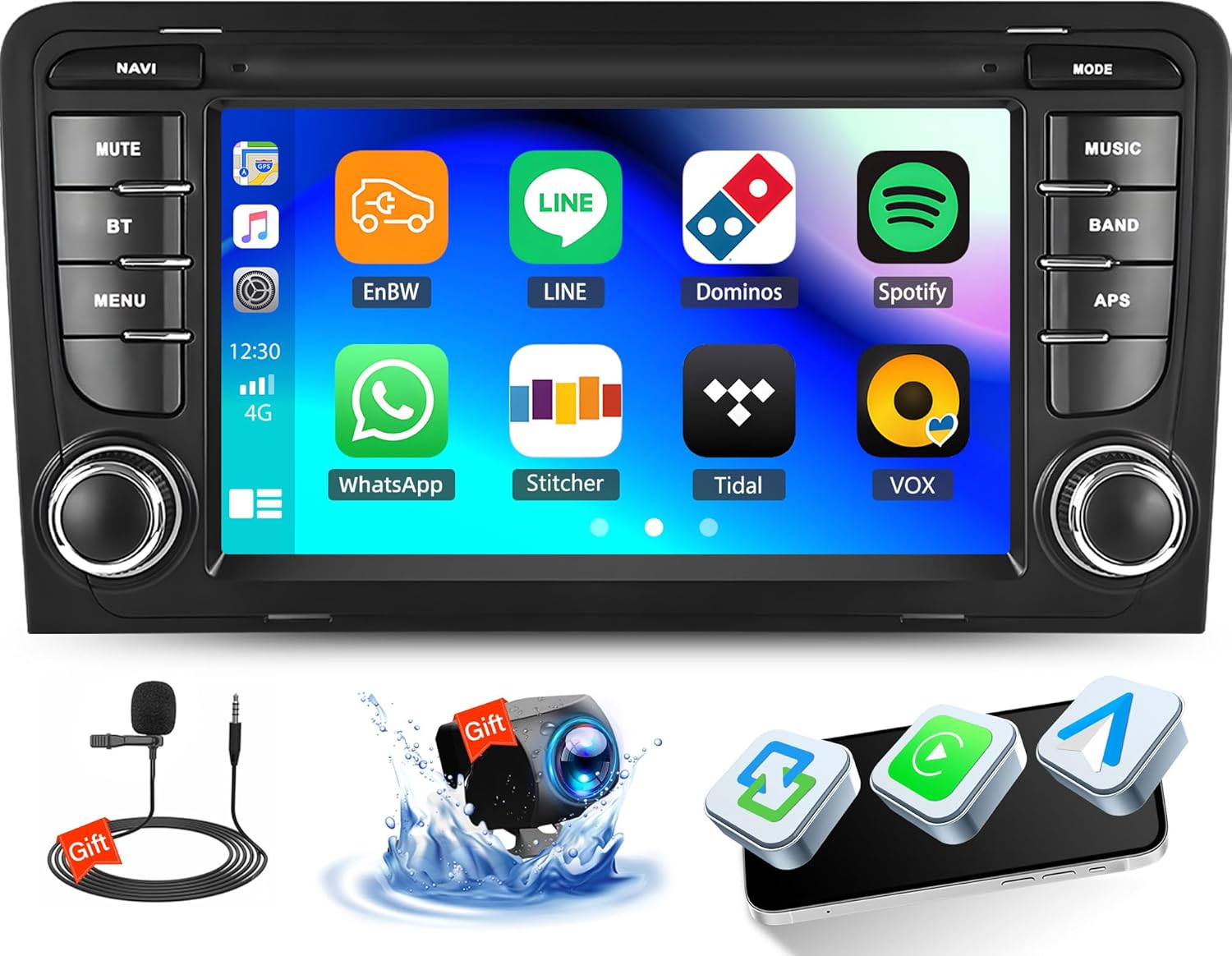 OiLiehu 2+64GB Android 13 pre Audi A3 8P S3 RS3 2003-2012, CarPlay, 7" WiFi