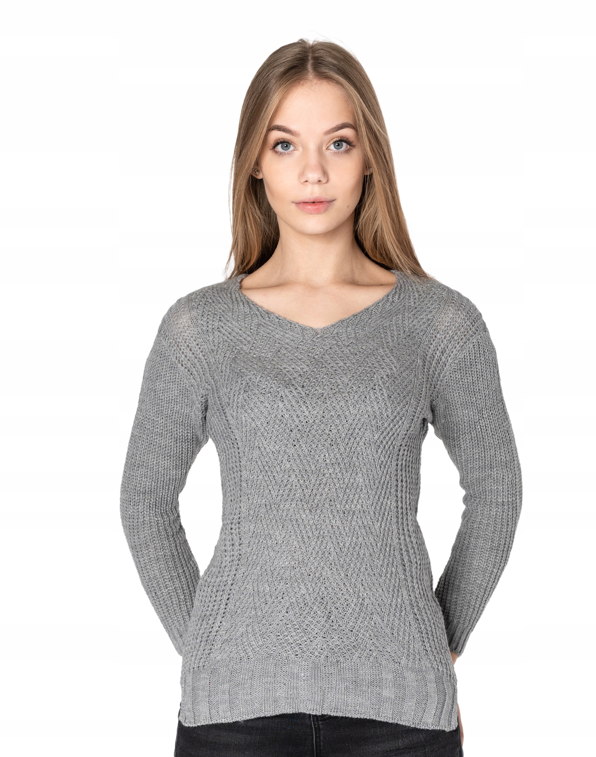 

Lekki Sweterek Damski Sweter Serek SD02-07 popiel