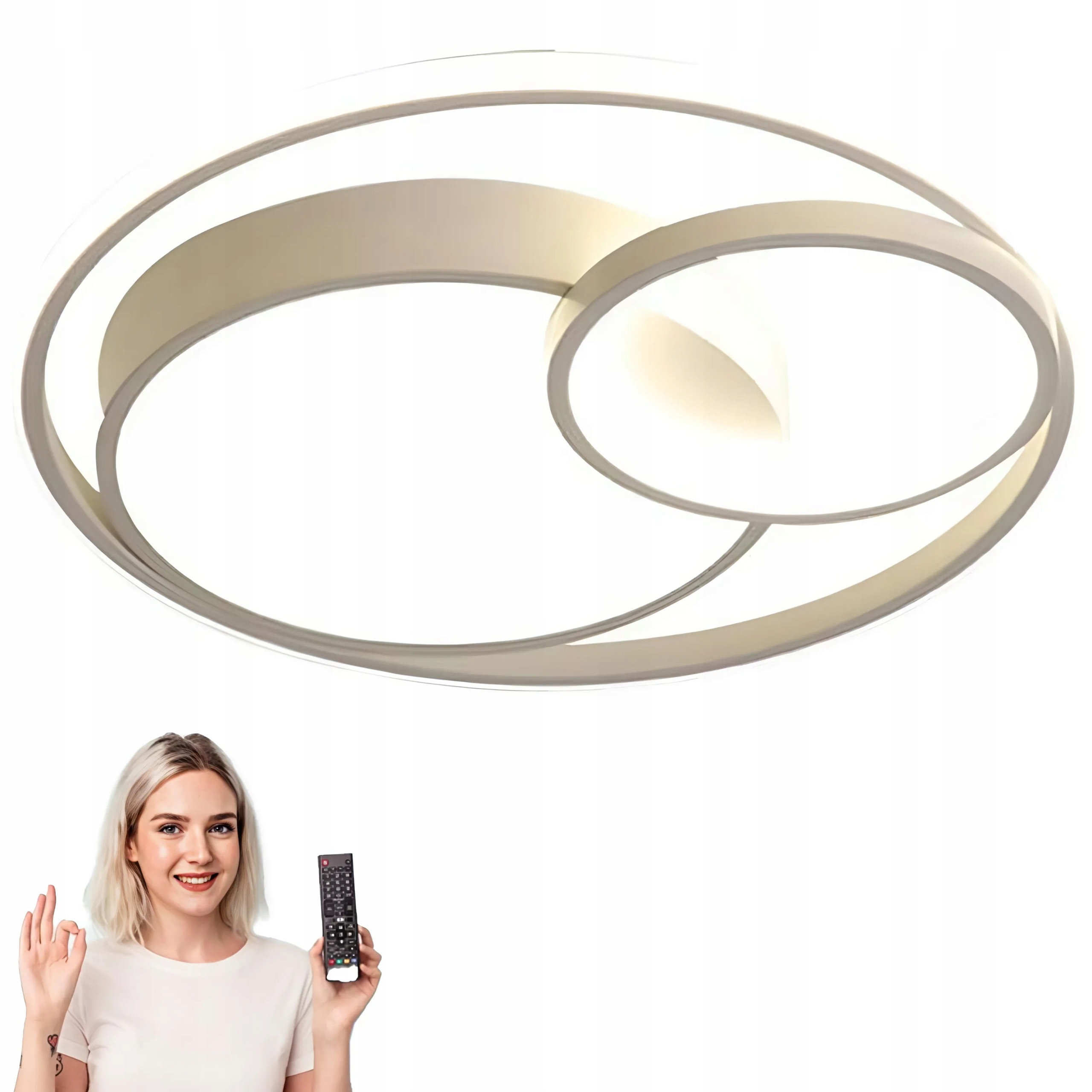 Lampa Sufitowa Plafon Żyrandol Biała Led Loft Wisząca Pilot 3