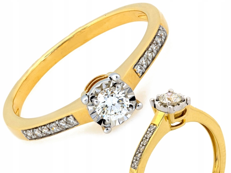 Zlatý prstýnek 585 14 kt s brilianty, elegantní model pro zásnuby 2.55 g