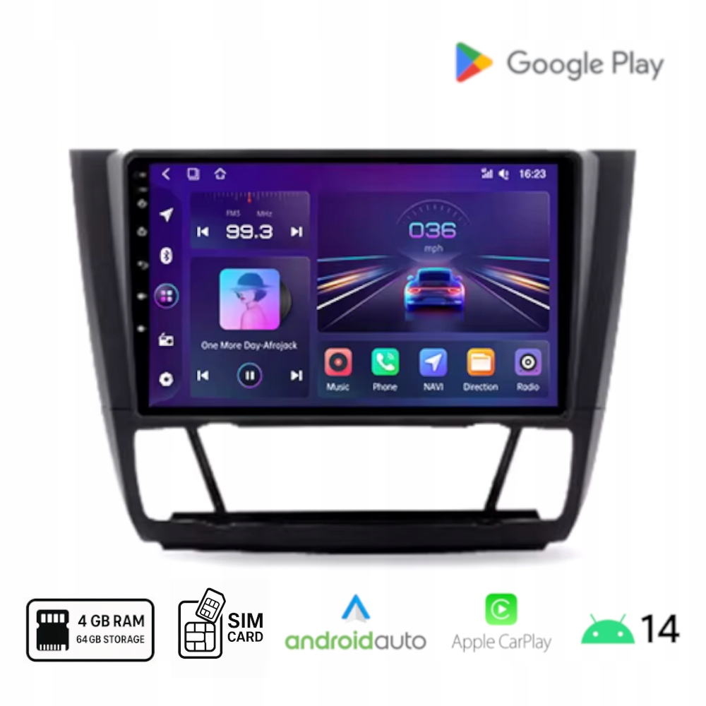 Rádio Android Bmw E87 E88 E81 E82 Carplay Android Auto Wi-Fi Sim 4+64 Gb