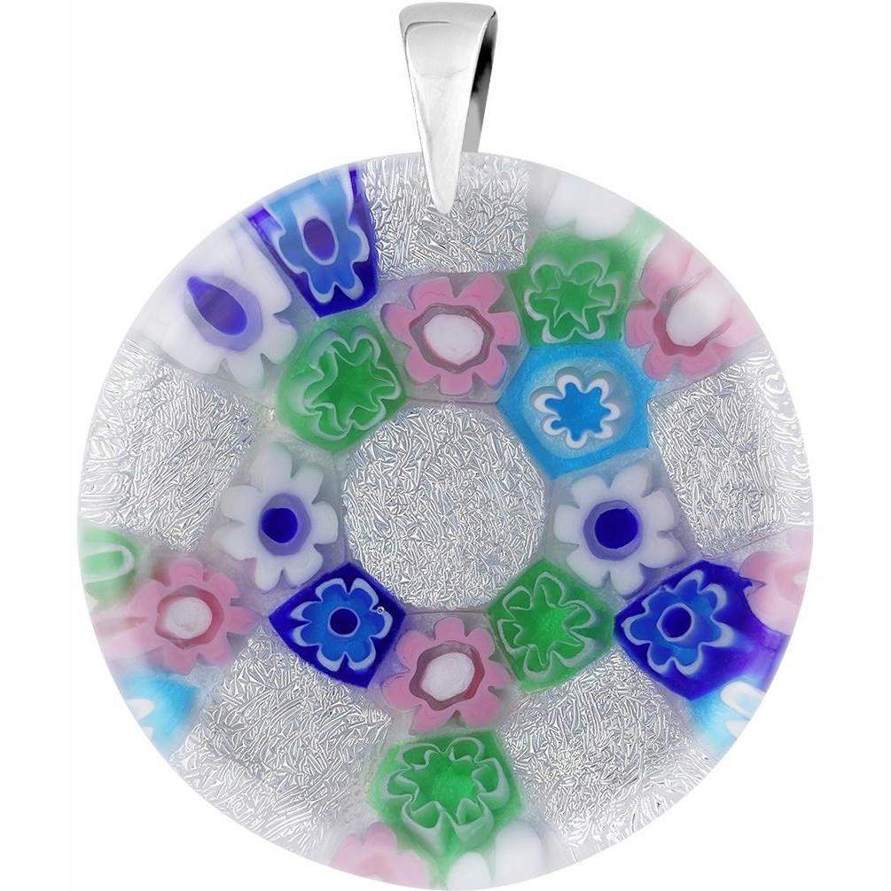 Dámský vícebarevný přívěsek Harf sklo murano kolečko