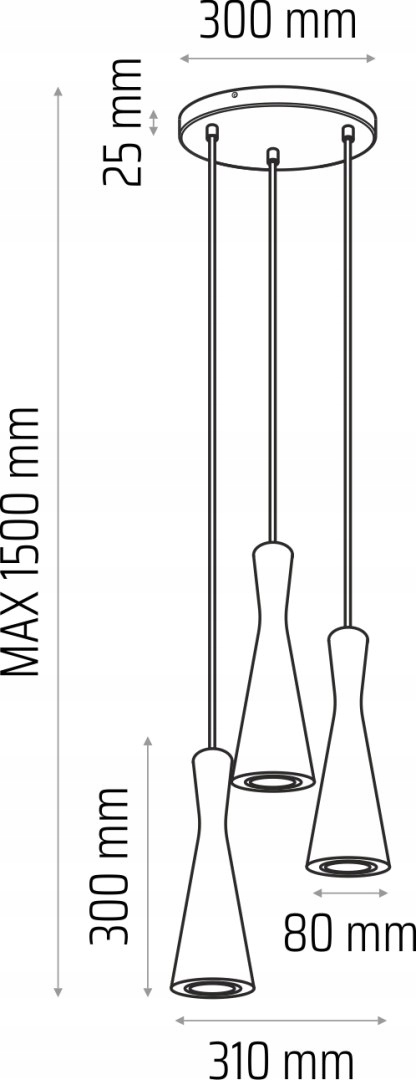 Závesná lampa dub Vegas 3pl (stropné svietidlo)