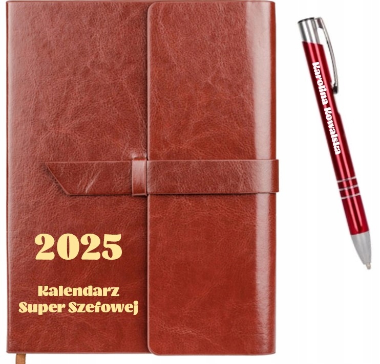 KALENDARZ 2025 i długopis + Twój GRAWER na prezent - TERMINARZ dziennik Rozmiar A5
